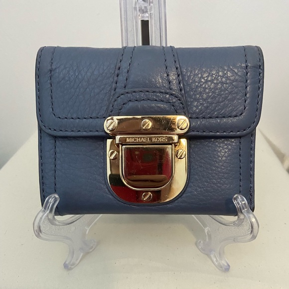 Michael Kors Navy Leather Wallet with Gold Accents - Picture 1 of 5